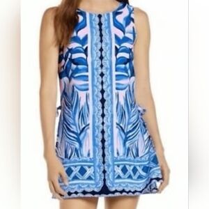 Lilly Pulitzer Blue and Pink Tropical Swim Coverup, Size 0